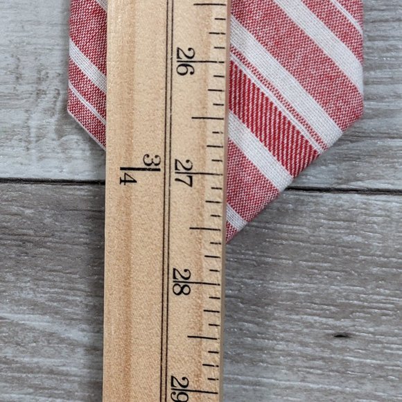 Dockers* Levi Strauss Slim Hand Made 100% Cotton‎ Red and White Striped Tie~ NWT - Picture 2 of 6
